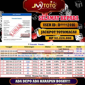 bukti jackpot toto macau di JMTOTO